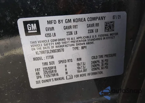 2022 Chevrolet Trailblazer Fwd Rs z USA, uszkodzony, nr VIN KL79MTSL2NB038570